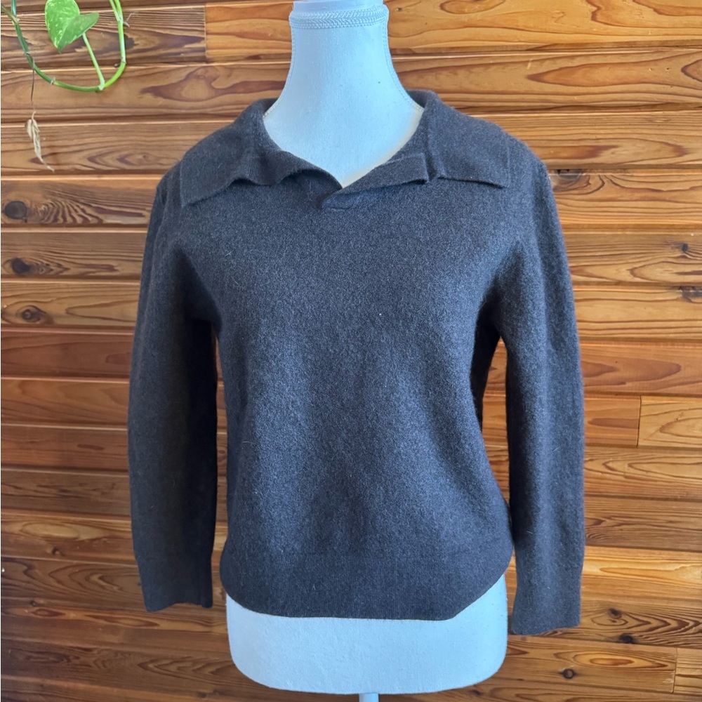 Christian Lacroix Charcoal V-Neck Collared Sweater